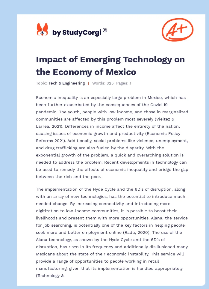 Impact of Emerging Technology on the Economy of Mexico. Page 1