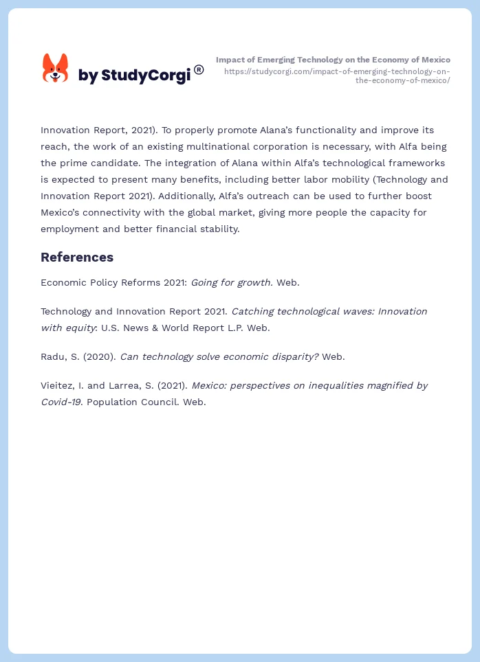 Impact of Emerging Technology on the Economy of Mexico. Page 2