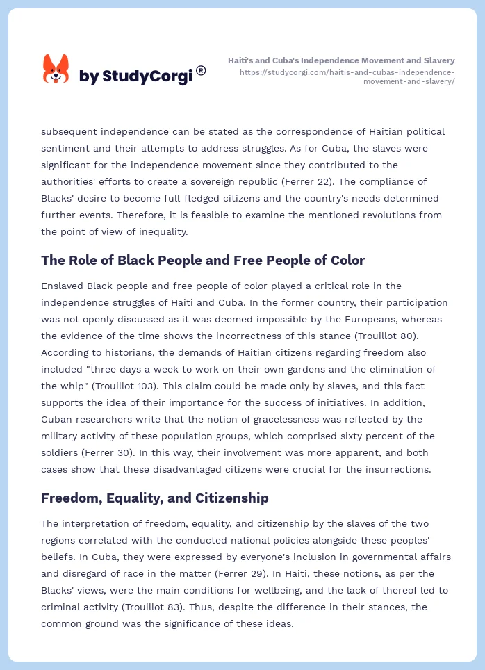 Haiti's and Cuba's Independence Movement and Slavery. Page 2