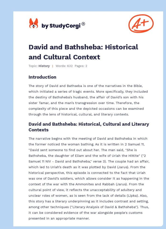 David and Bathsheba: Historical and Cultural Context. Page 1