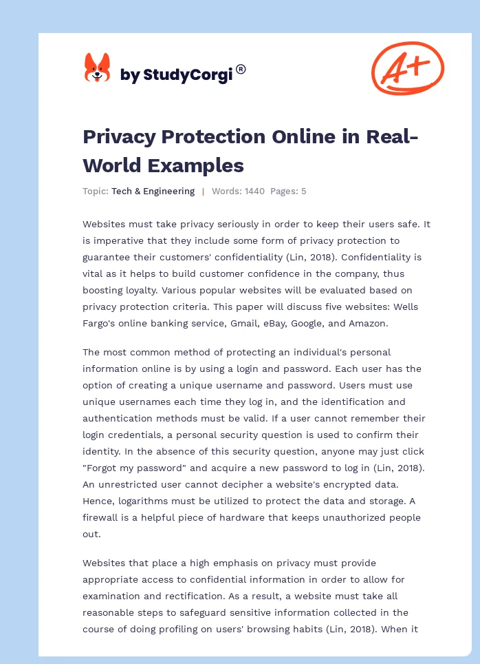 Privacy Protection Online in Real-World Examples. Page 1