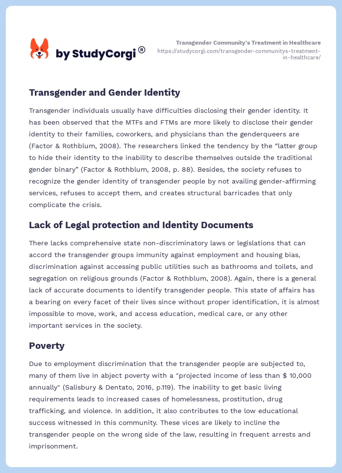 Transgender Community's Treatment in Healthcare. Page 2