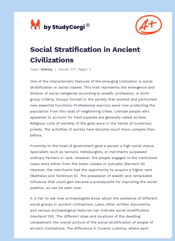 Social Stratification in Ancient Civilizations. Page 1