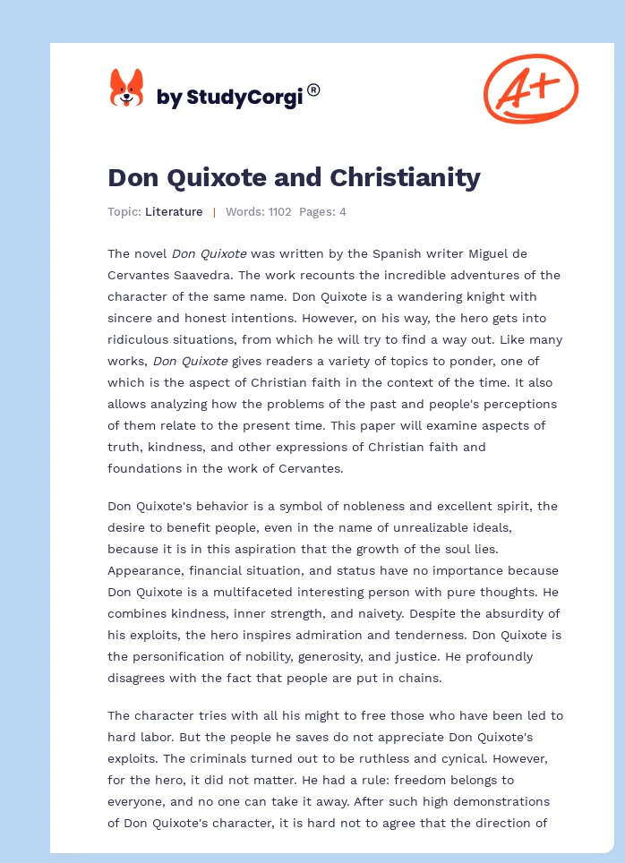 Don Quixote and Christianity. Page 1