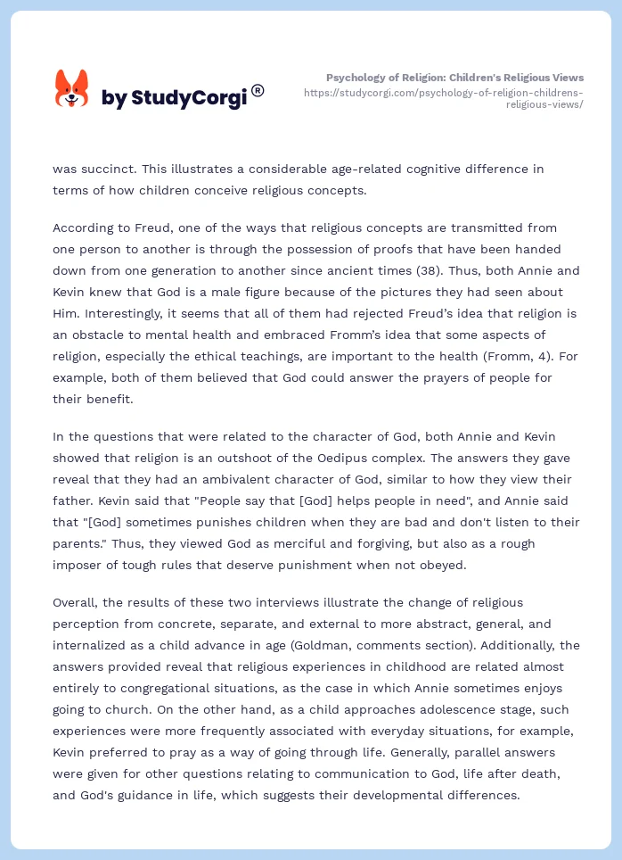 Psychology of Religion: Children's Religious Views. Page 2