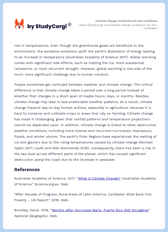 Climate Change Prediction for the Caribbean. Page 2