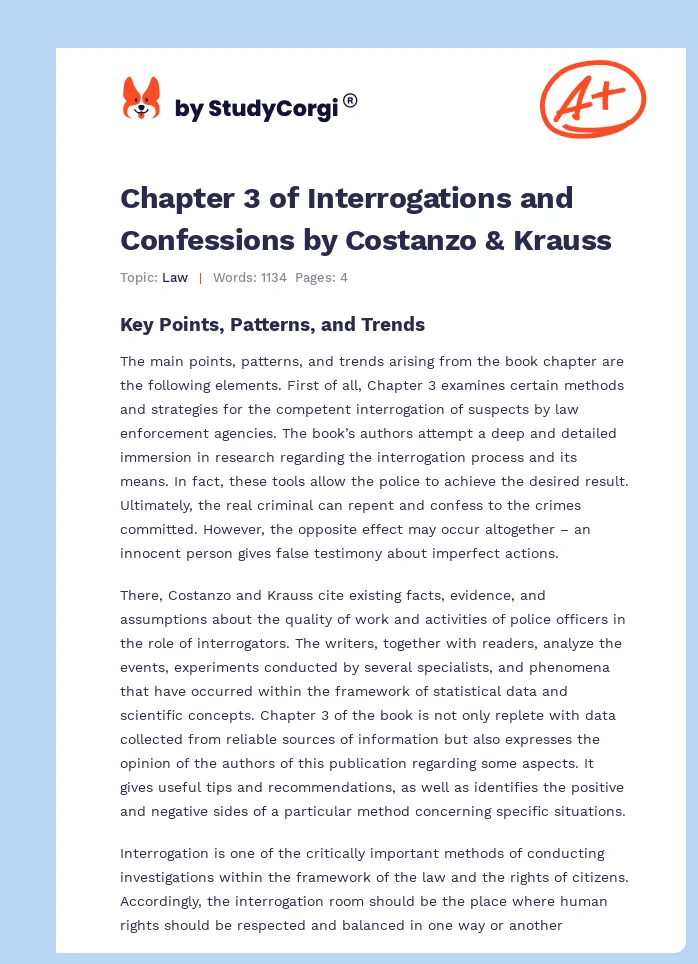 Chapter 3 of Interrogations and Confessions by Costanzo & Krauss. Page 1