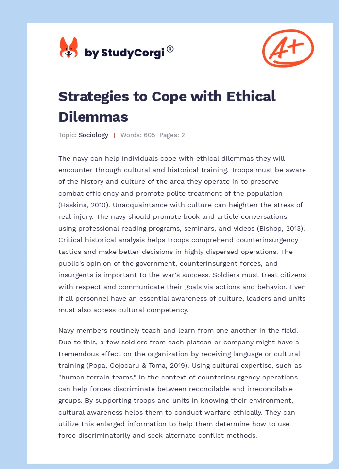 Strategies to Cope with Ethical Dilemmas. Page 1