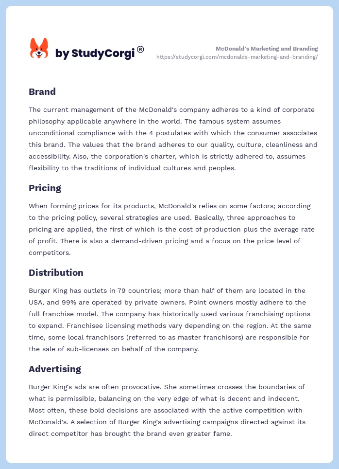 McDonald's Marketing and Branding. Page 2