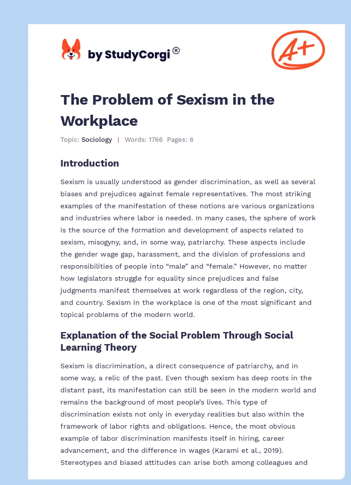 The Problem of Sexism in the Workplace. Page 1