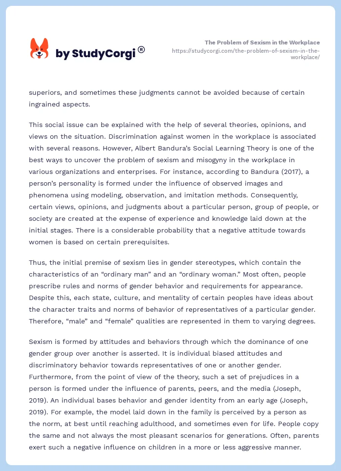 The Problem of Sexism in the Workplace. Page 2