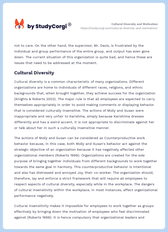 Cultural Diversity and Motivation. Page 2