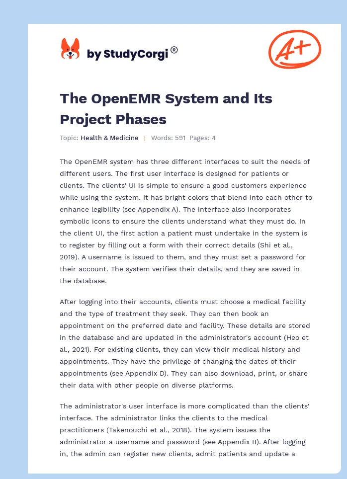 The OpenEMR System and Its Project Phases. Page 1