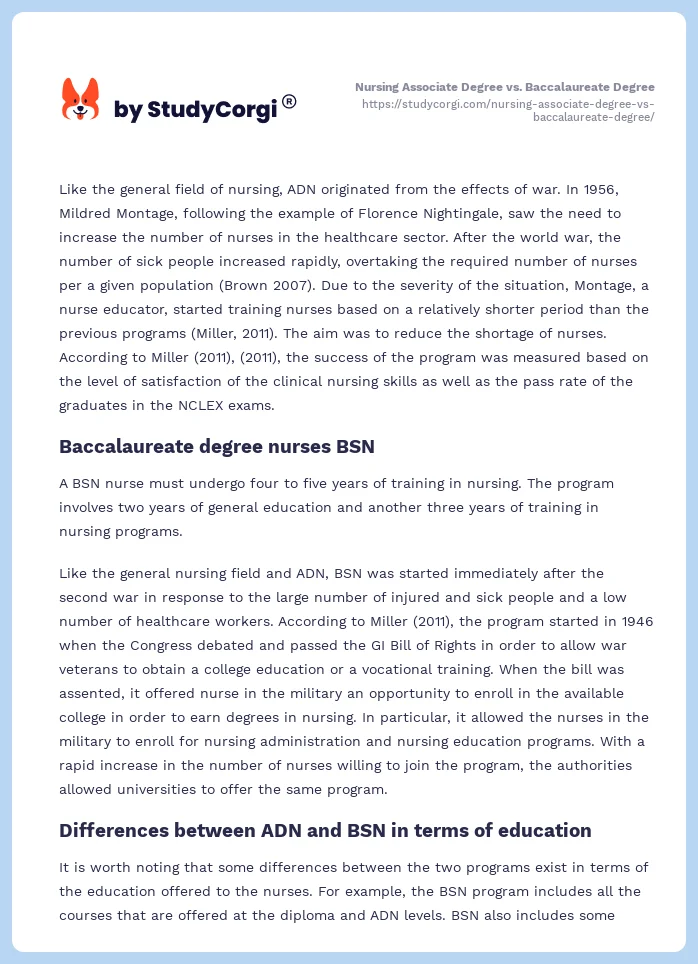 Nursing Associate Degree vs. Baccalaureate Degree. Page 2