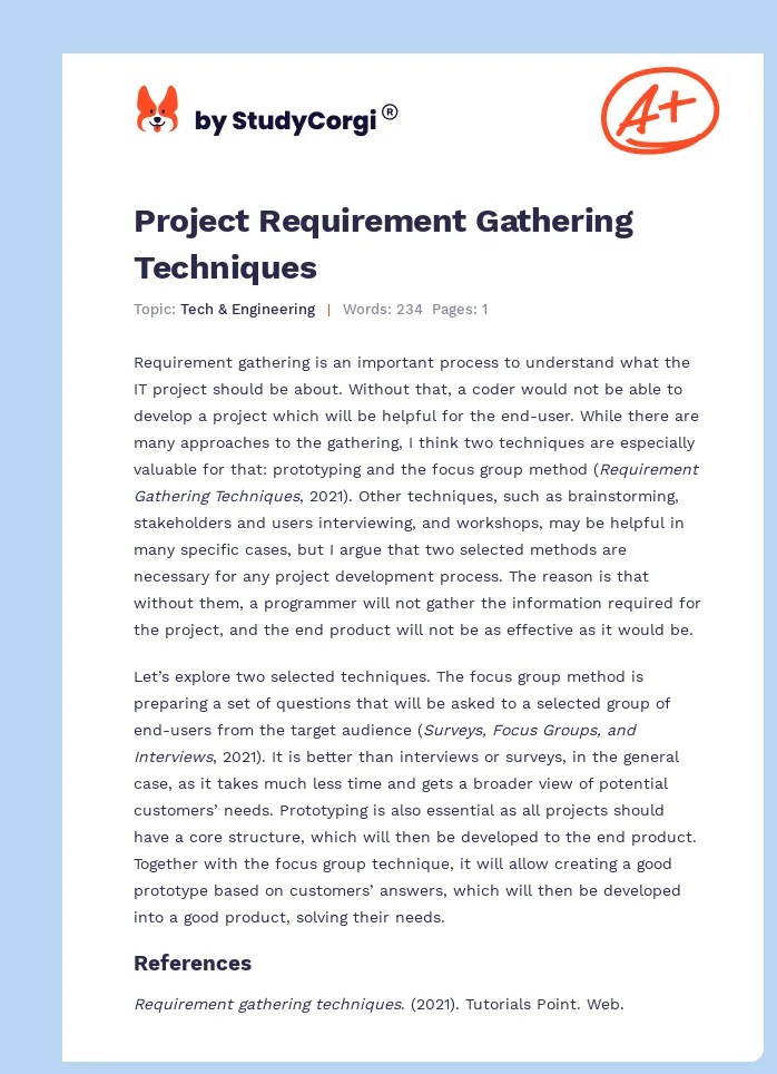 Project Requirement Gathering Techniques. Page 1