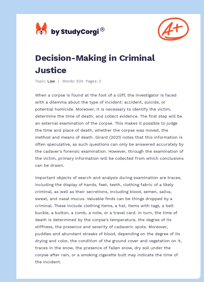 Decision-Making in Criminal Justice. Page 1