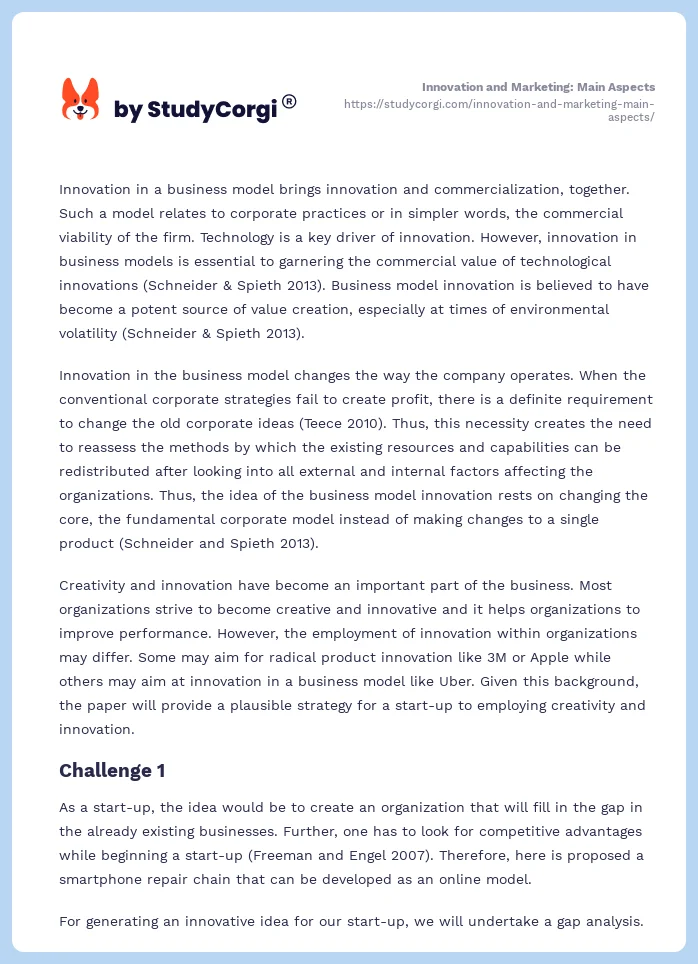 Innovation and Marketing: Main Aspects. Page 2