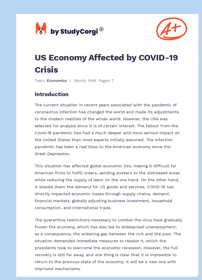 US Economy Affected by COVID-19 Crisis. Page 1