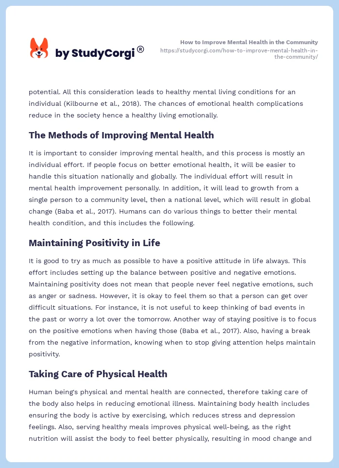 How to Improve Mental Health in the Community. Page 2