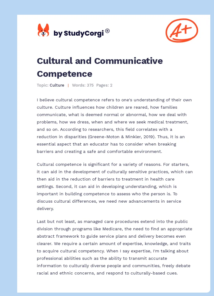 Cultural and Communicative Competence. Page 1