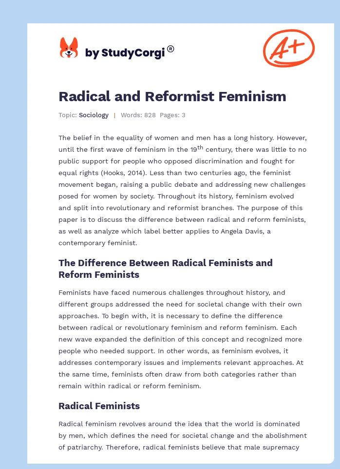 Radical and Reformist Feminism. Page 1