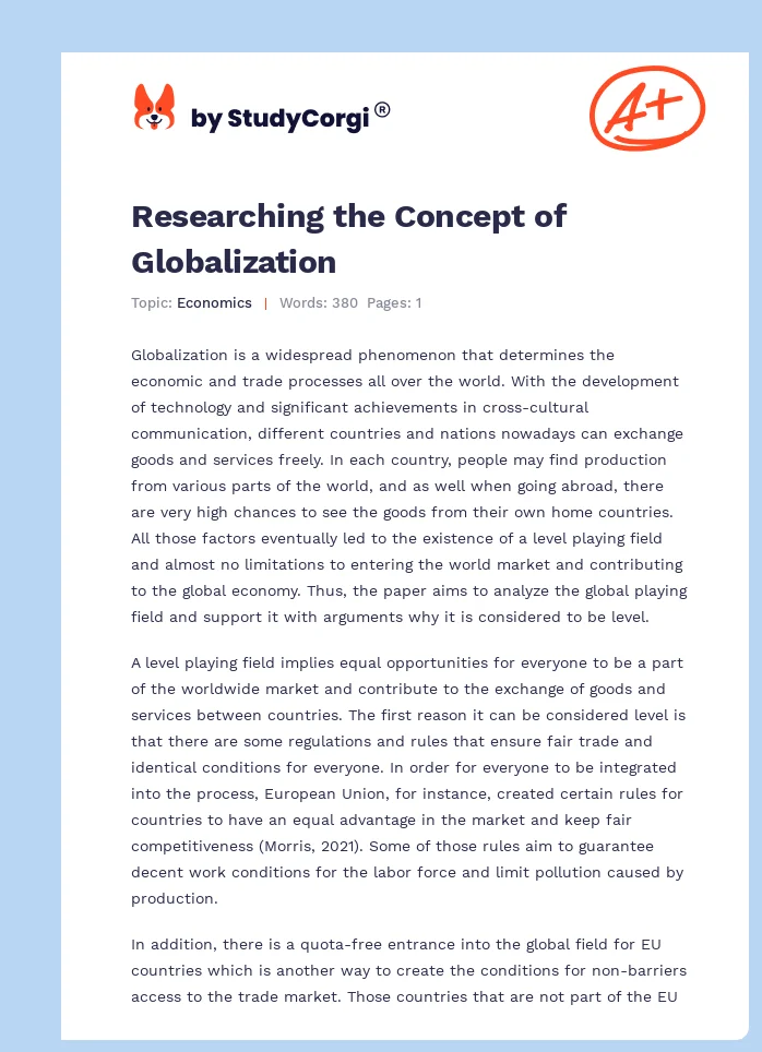 Researching the Concept of Globalization. Page 1