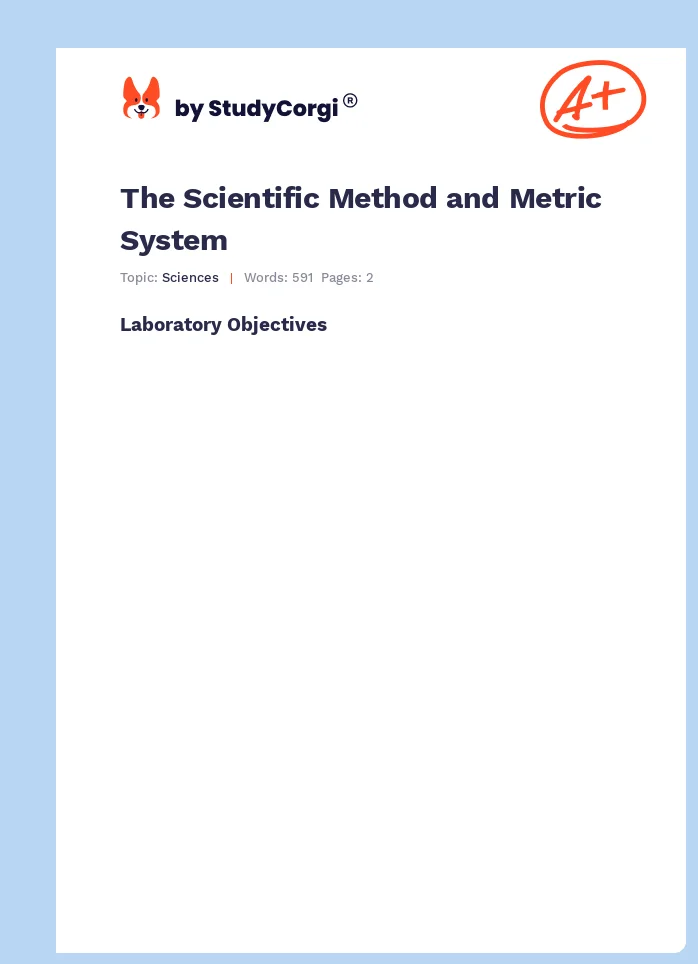 The Scientific Method and Metric System. Page 1