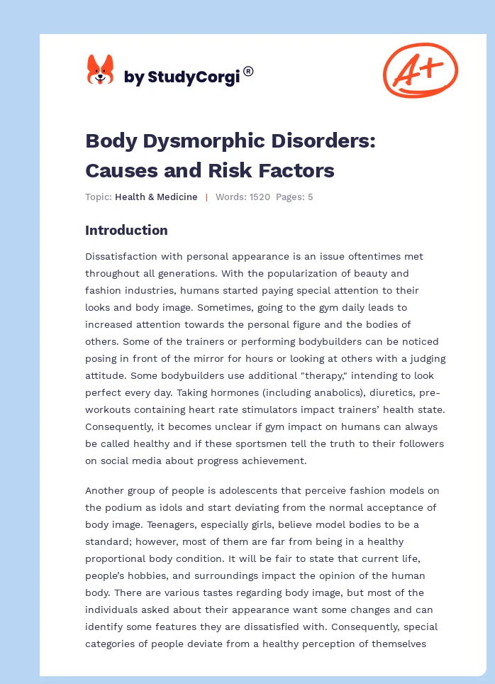 Body Dysmorphic Disorders: Causes and Risk Factors. Page 1