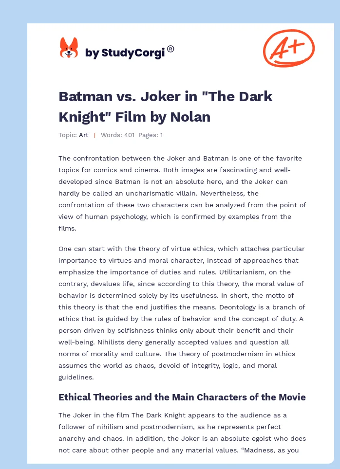 Batman vs. Joker in "The Dark Knight" Film by Nolan. Page 1