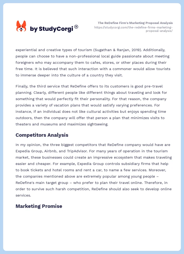 The ReDefine Firm's Marketing Proposal Analysis. Page 2