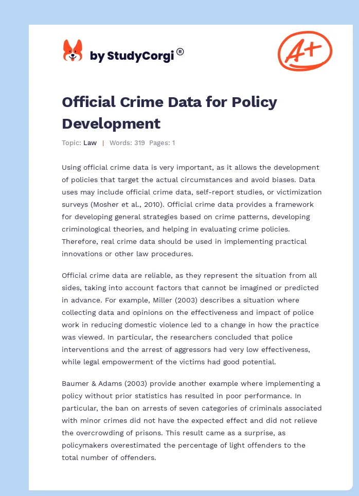 Official Crime Data for Policy Development. Page 1