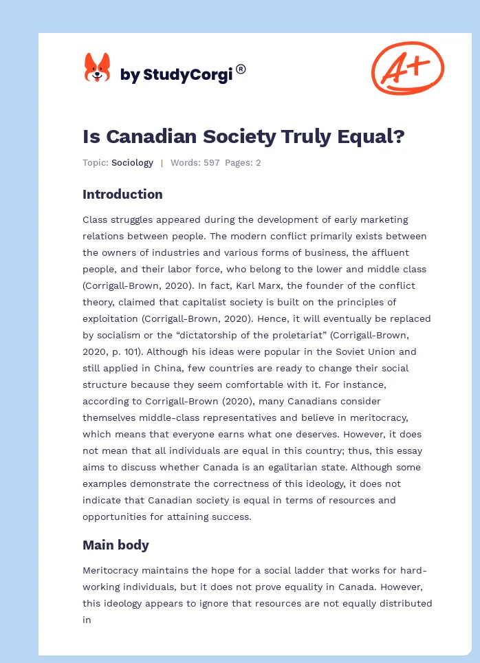 Is Canadian Society Truly Equal?. Page 1