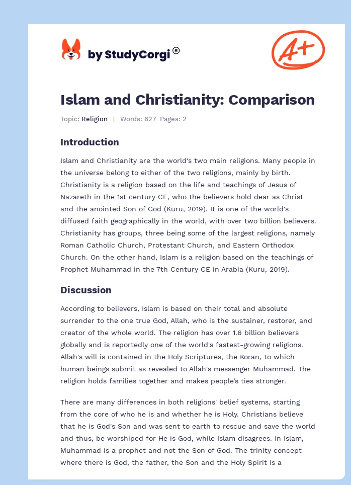 Islam and Christianity: Comparison. Page 1