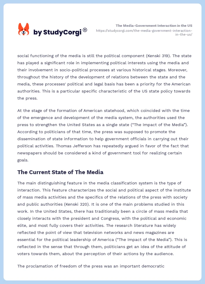 The Media-Government Interaction in the US. Page 2