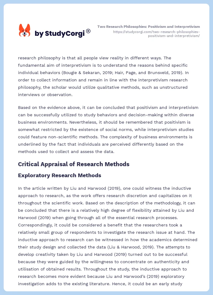 Two Research Philosophies: Positivism and Interpretivism. Page 2