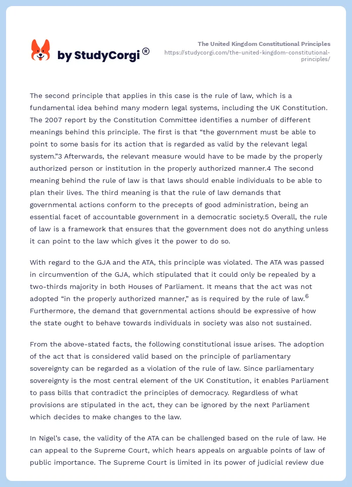 The United Kingdom Constitutional Principles. Page 2