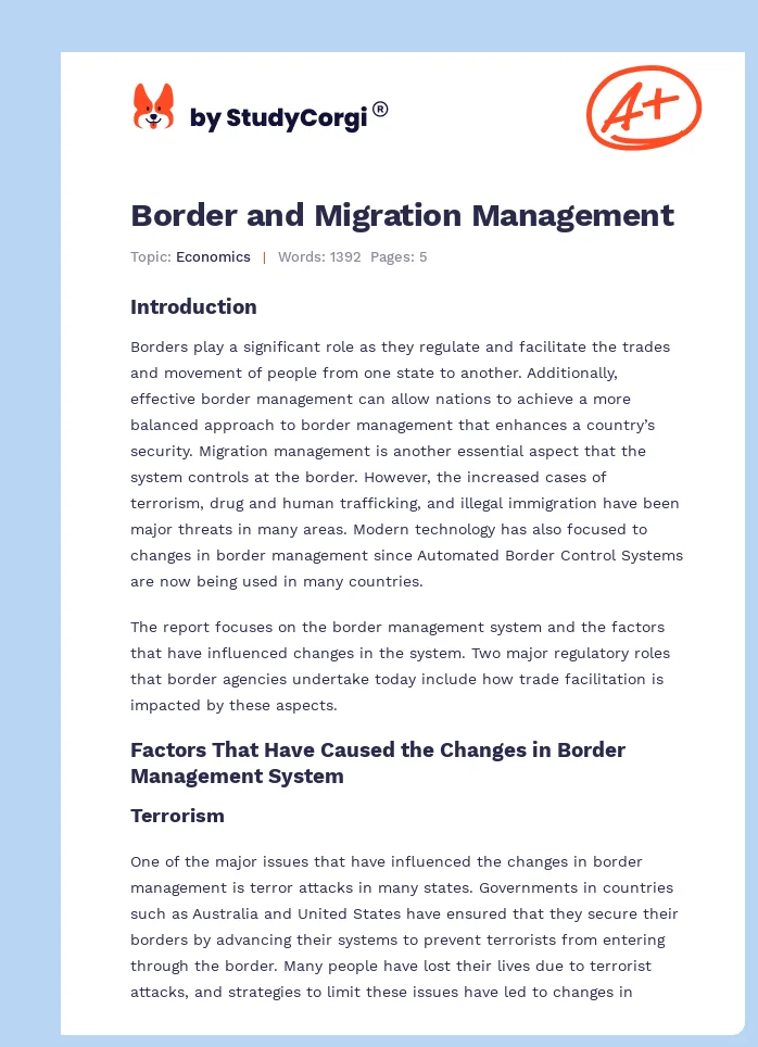 Border and Migration Management. Page 1