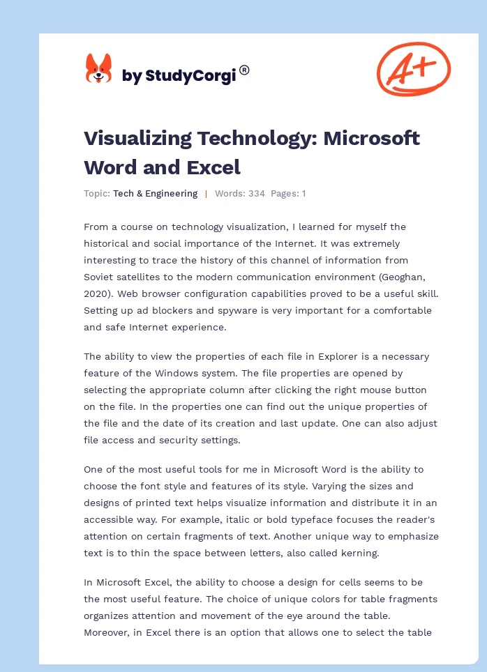 Visualizing Technology: Microsoft Word and Excel. Page 1