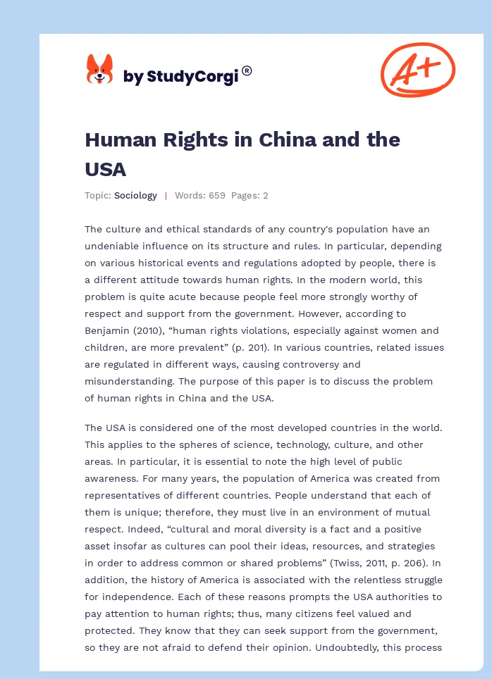 Human Rights in China and the USA. Page 1