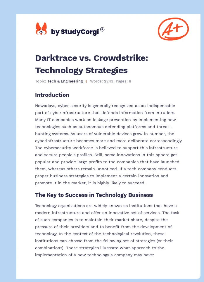 Darktrace vs. Crowdstrike: Technology Strategies. Page 1