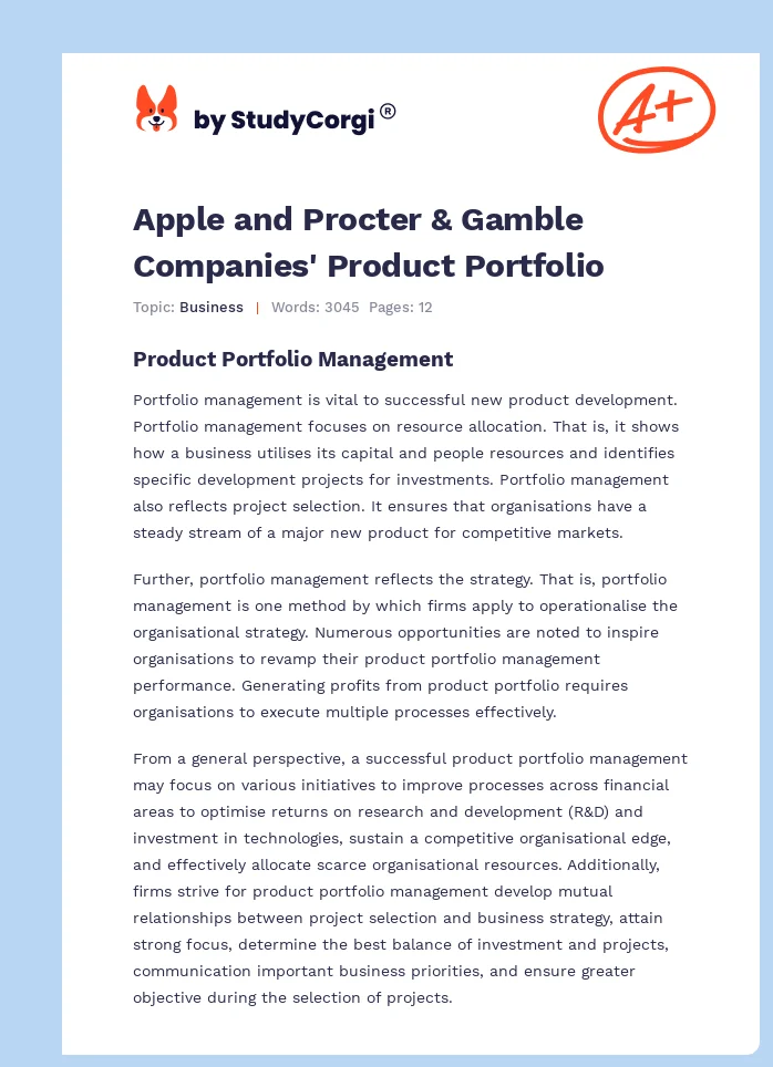 Apple and Procter & Gamble Companies' Product Portfolio. Page 1