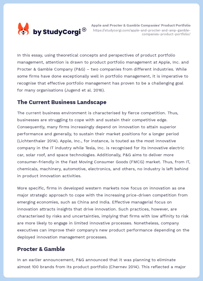 Apple and Procter & Gamble Companies' Product Portfolio. Page 2