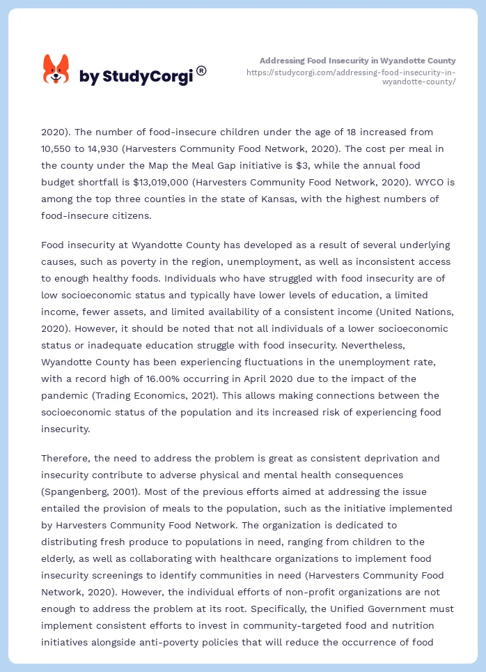 Addressing Food Insecurity in Wyandotte County. Page 2