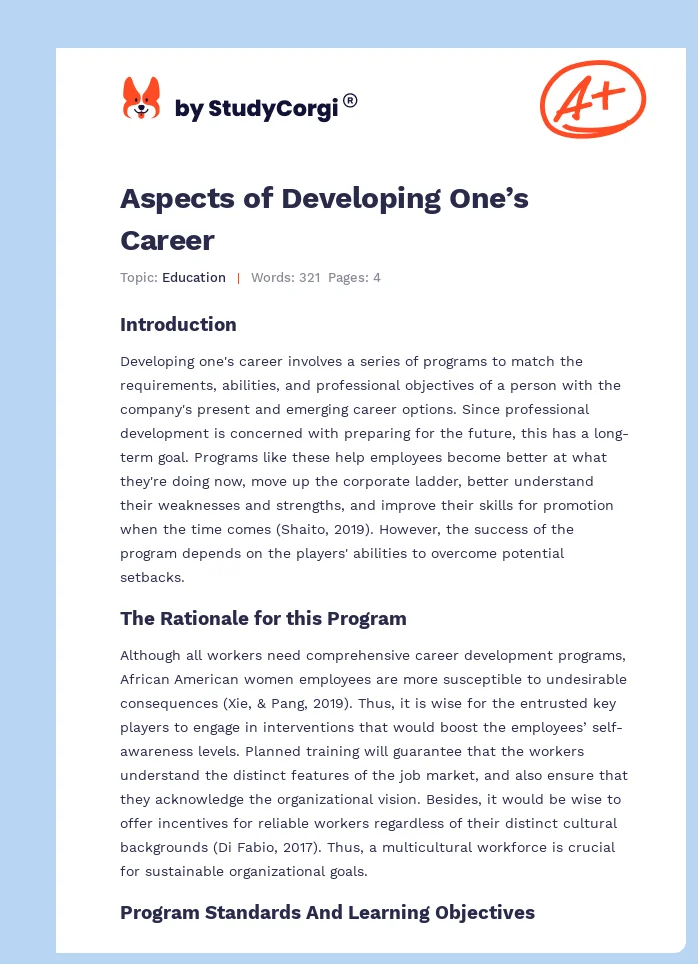 Aspects of Developing One’s Career. Page 1