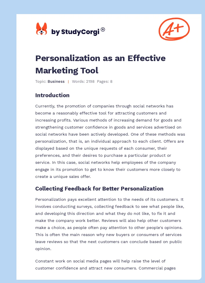 Personalization as an Effective Marketing Tool. Page 1