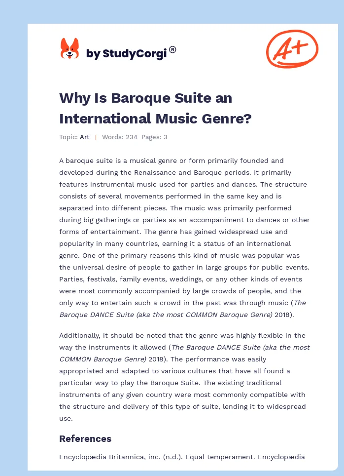 Why Is Baroque Suite an International Music Genre?. Page 1