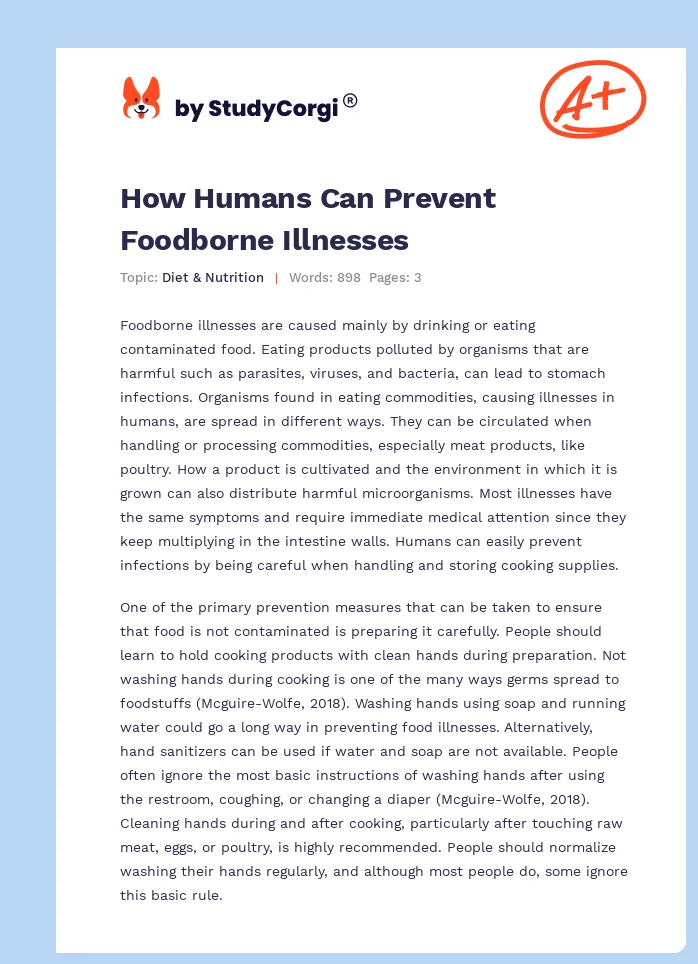 How Humans Can Prevent Foodborne Illnesses. Page 1