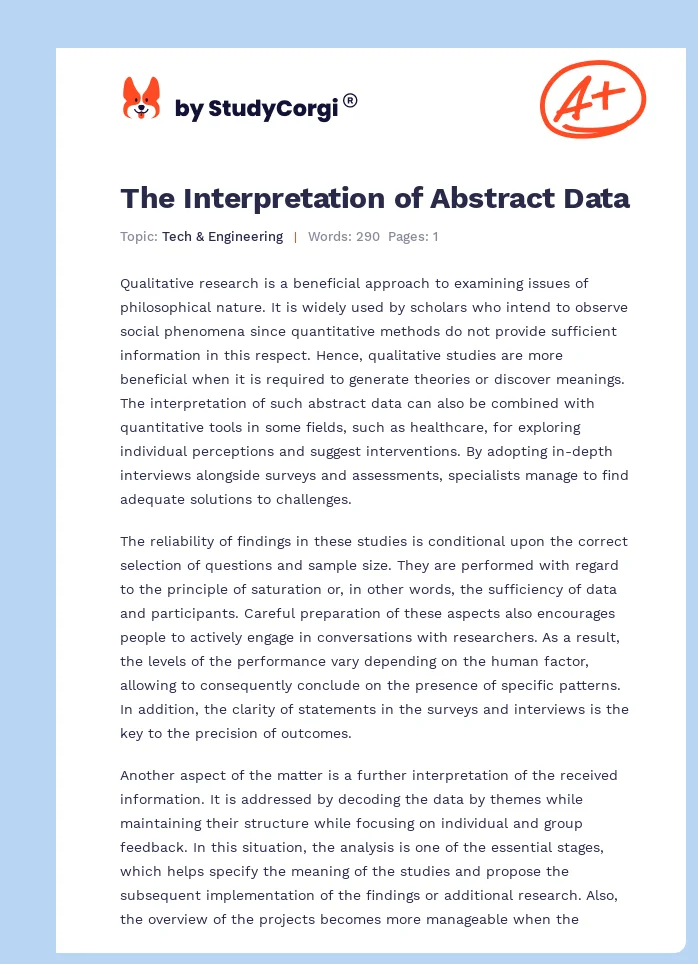 The Interpretation of Abstract Data. Page 1