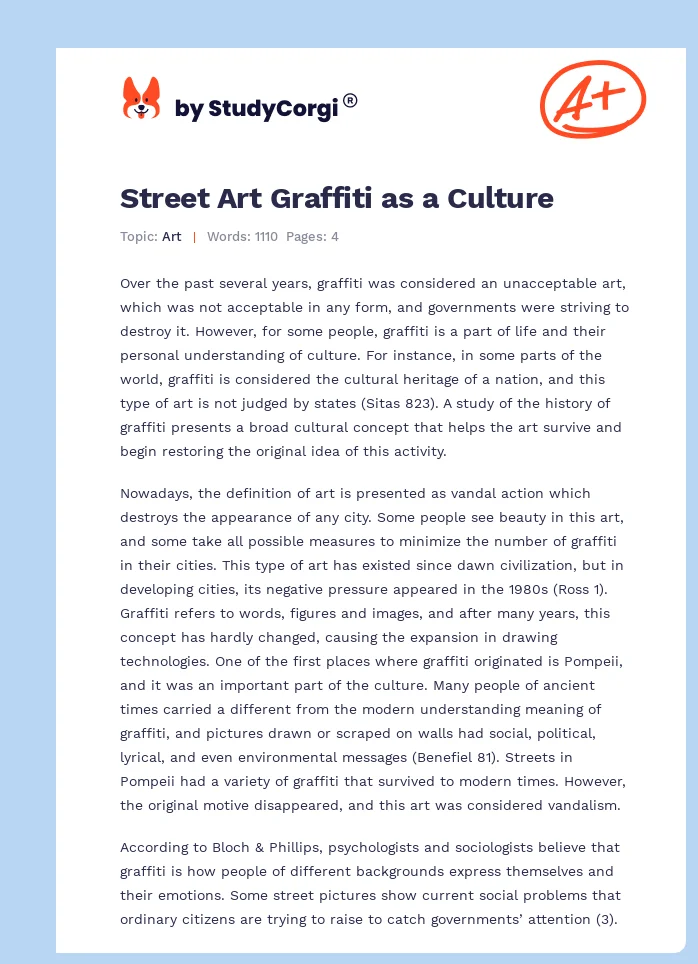 Street Art Graffiti as a Culture. Page 1