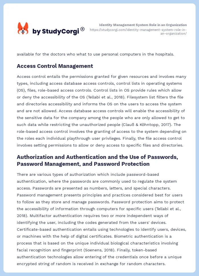 Identity Management System Role in an Organization. Page 2